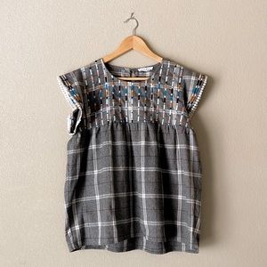 THML Plaid Short Sleeve Top